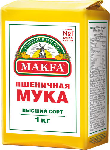 Мука пшеничная Makfa хлебопекарная высший сорт 1 кг