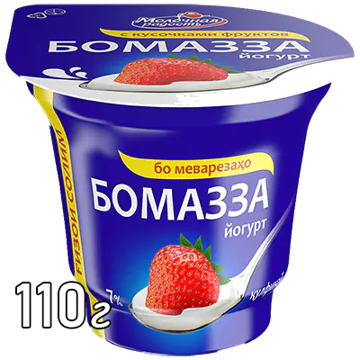 Йогурт Молочная Радость Бомазза клубника 7% 110 г