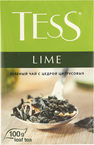 Чай зеленый Tess Lime с цедрой цитрусовых и ароматом лайма листовой 100 г
