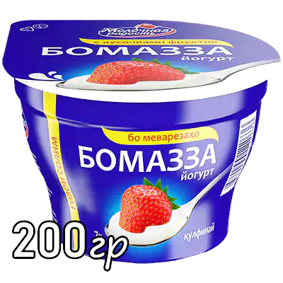 Сливочный йогурт Бомазза с кусочками клубники 7% 200 г
