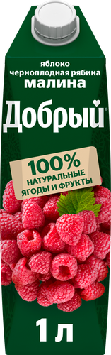 Нектар Добрый Яблоко, черноплодная рябина, малина 1 л