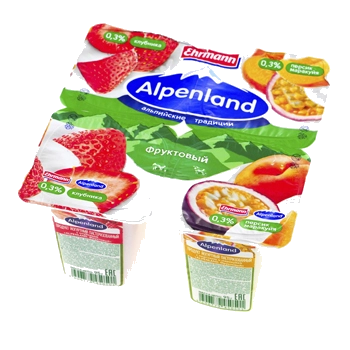 Йогурт Alpenland клубника и персик 2,5% 95 г