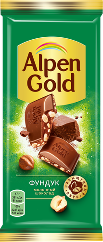 Шоколад молочный Alpen Gold с дробленым фундуком 85 г