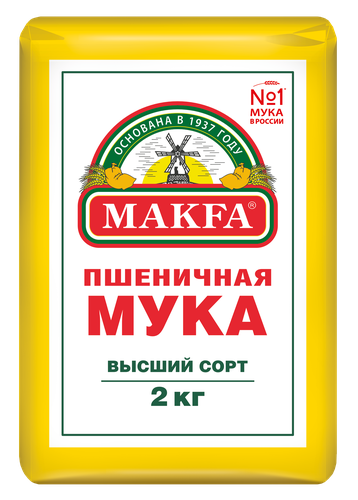 Мука пшеничная Makfa хлебопекарная высший сорт 2 кг