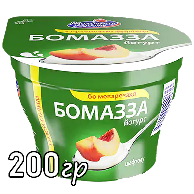 Сливочный йогурт Бомазза с кусочками персика 7% 200 г