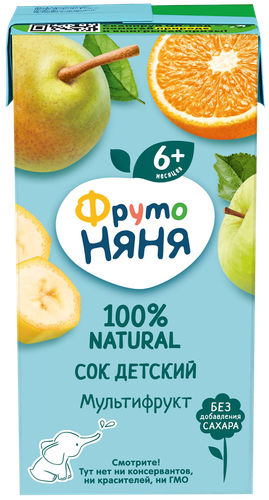Сок Фруто Няня Мультифрукт, с 6 месяцев 200 мл 
