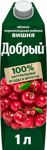 Нектар Добрый Яблоко, черноплодная рябина, вишня 1 л